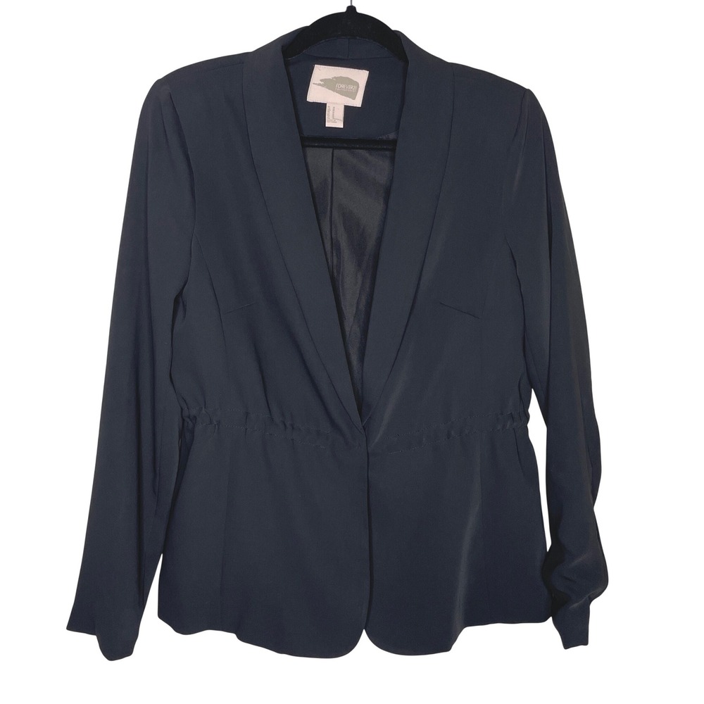 Forever 21 Blazer Women Size M Black Cinched Waist Open Front Jacket Career Chic